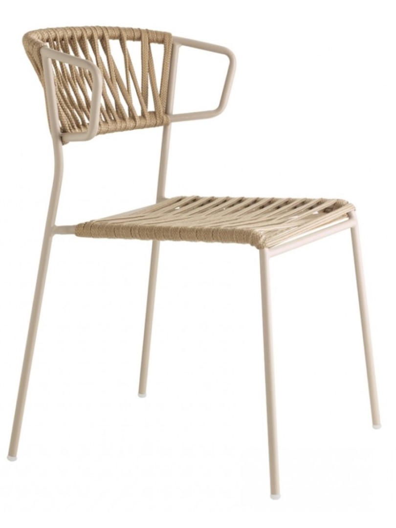 Lisa Filo Armchair with Woven Nautical Rope over Tubular Metal Frame