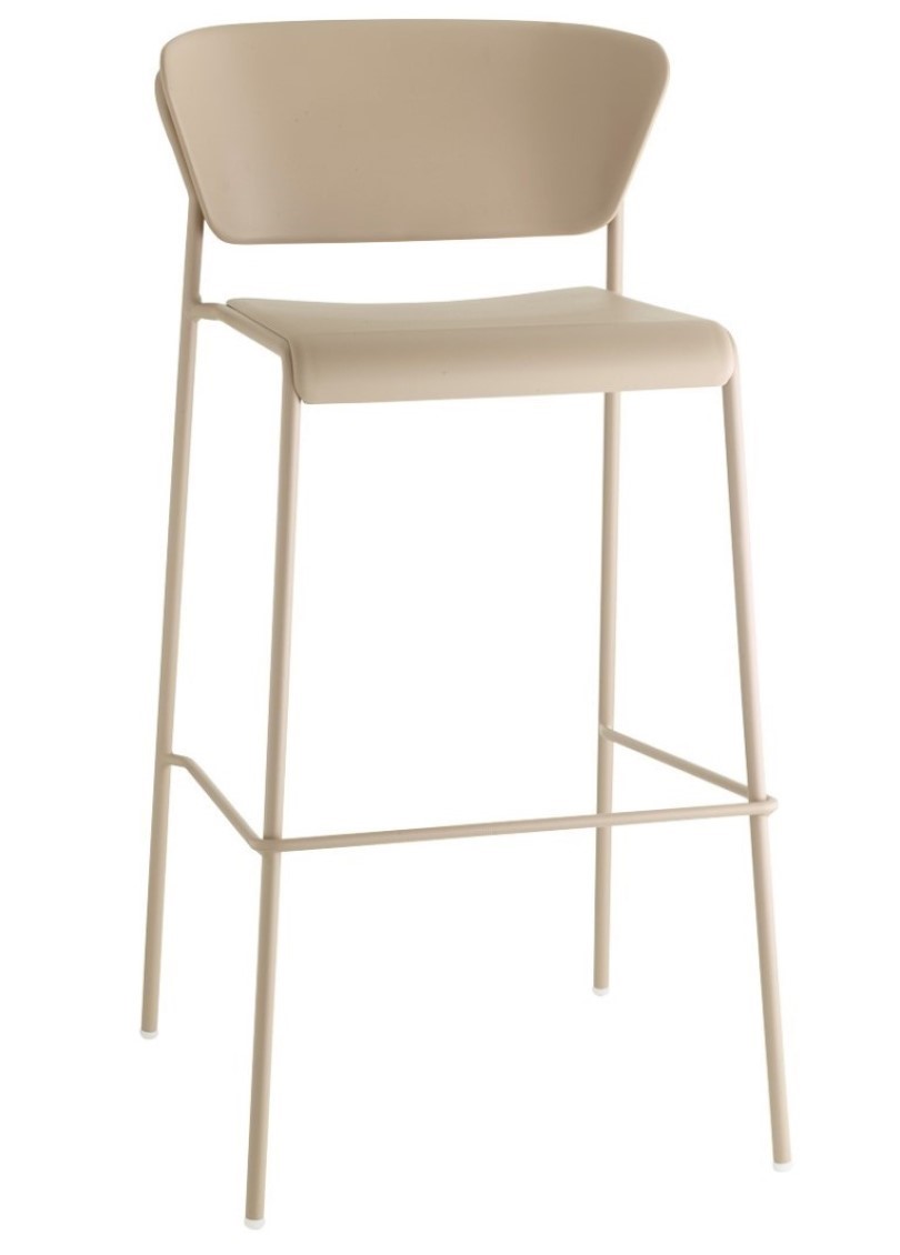 Lisa Technopolymer Bar Stool with Technopolymer Plastic Seating on Tubular Steel Frame