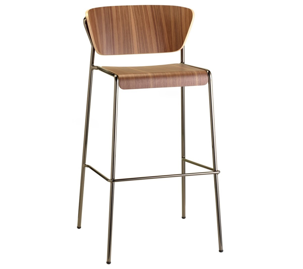 Lisa Bar Stool with Wood Seating and Tubular Steel Frame