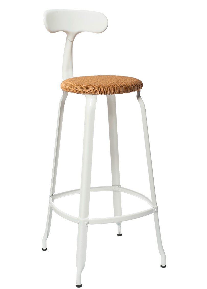 Nicolle Bar Stool with Lloyd Loom Upholstered Seat and Metal Frame