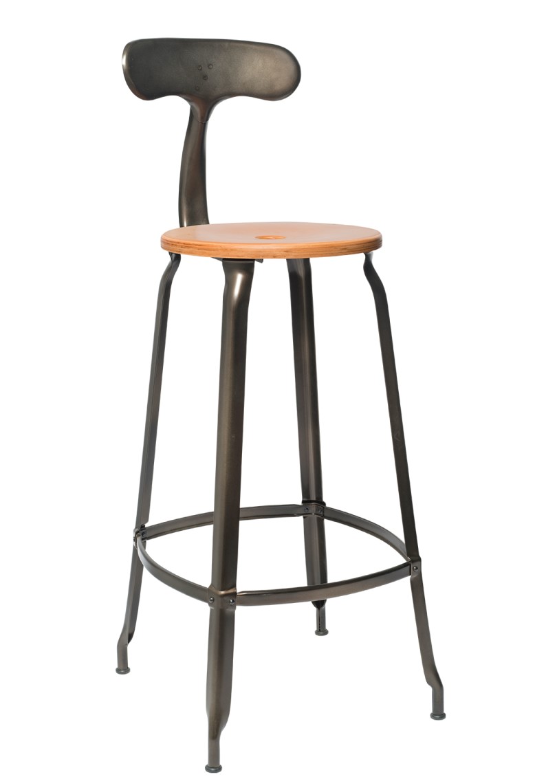 Nicolle Metal Bar Stool with Wood Seat