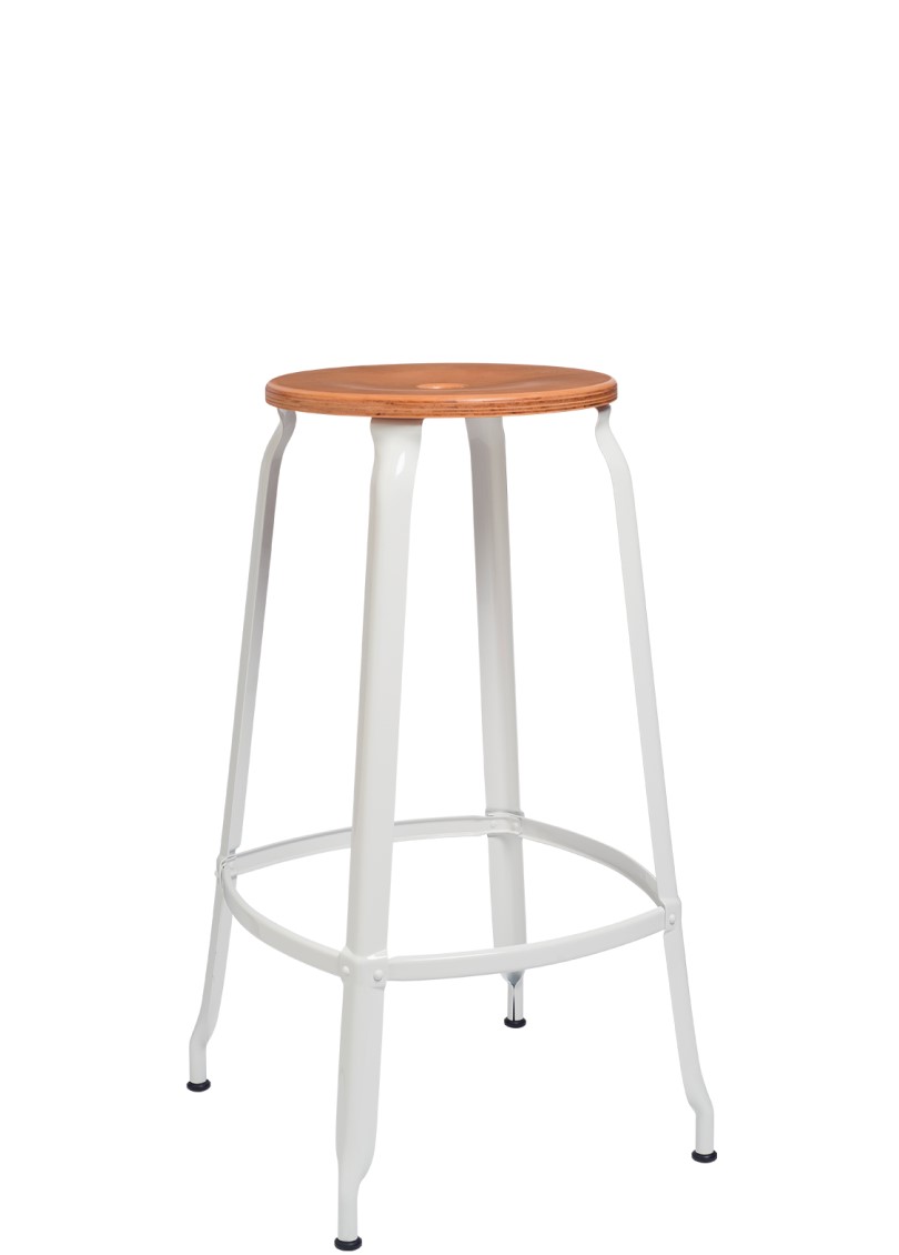 Nicolle Metal Stool with Wood Seat