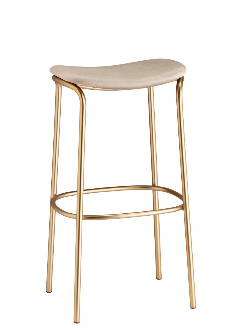 Trick Pop Barstool with Upholstered Seating on Tubular Steel Frame