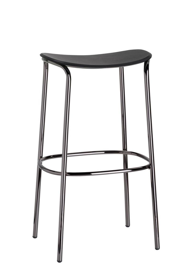 Trick Metal Bar Stool with Wood Seat