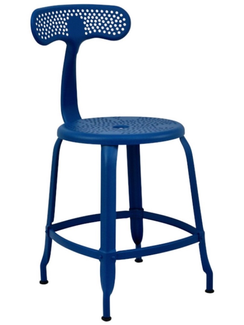 Nicolle Outdoor Metal Chair with Perforated Seat and Backrest