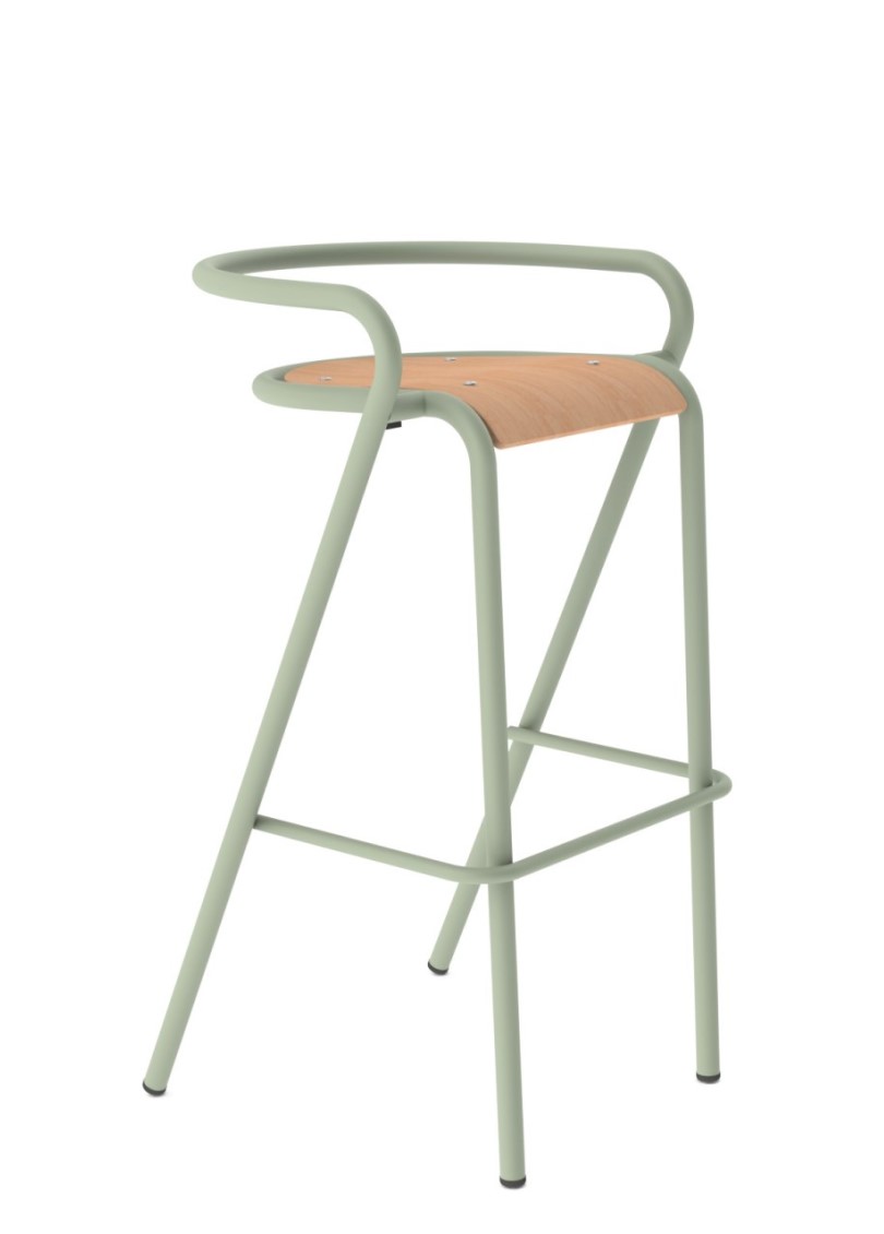 Carolina Metal Bar Stool with Wood Seat