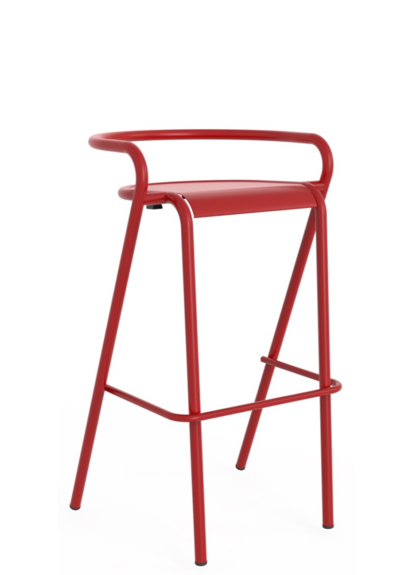 Carolina Bar Stool with Metal Seating and Tubular Frame