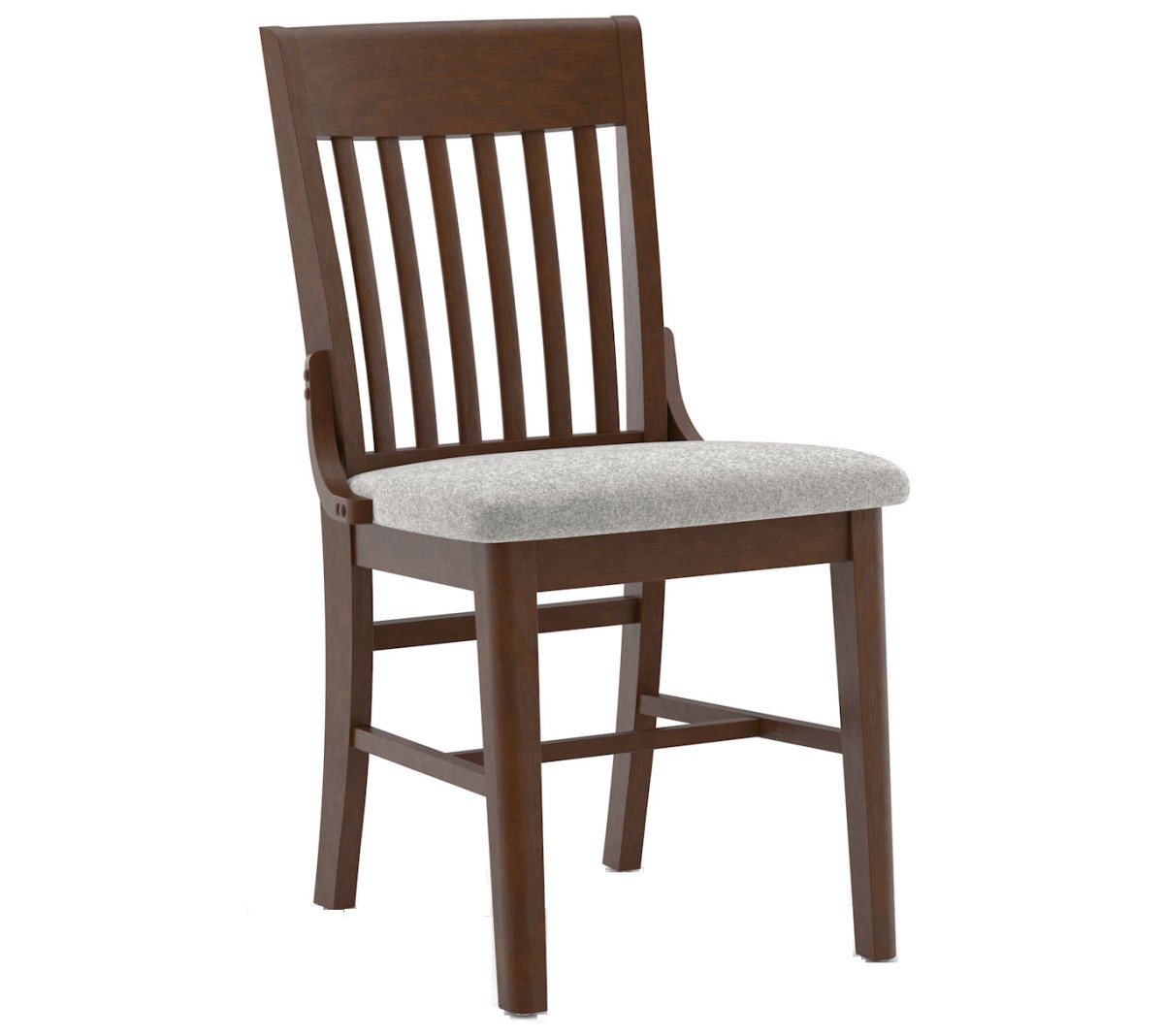 Americana Upholstered Wood Dining Chair with Straight Top Rail and Side Backrest Braces