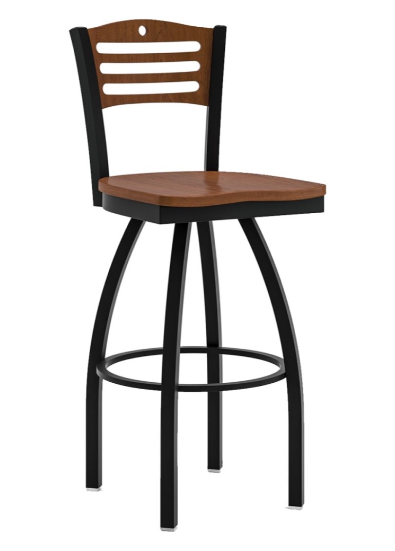 Avalon Swivel Base Wood and Metal Bar Stool