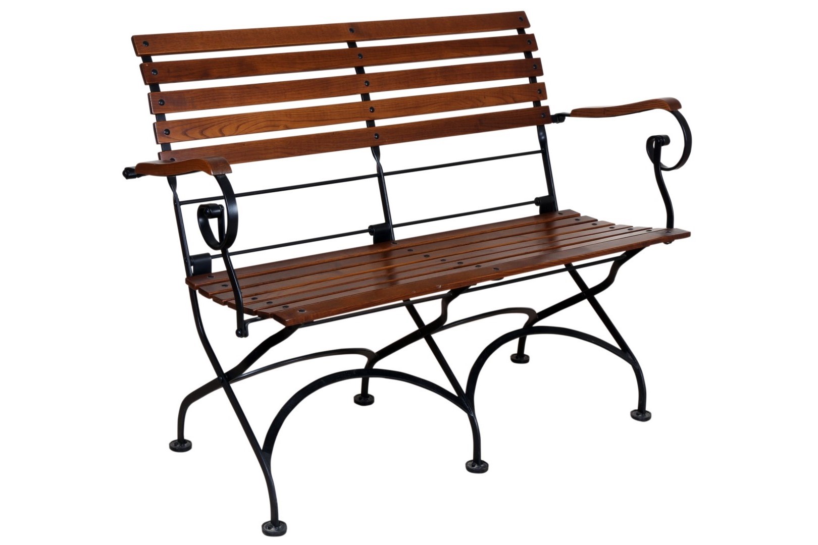 Isabelle 2 Seat Wood Slat Bench with Arms