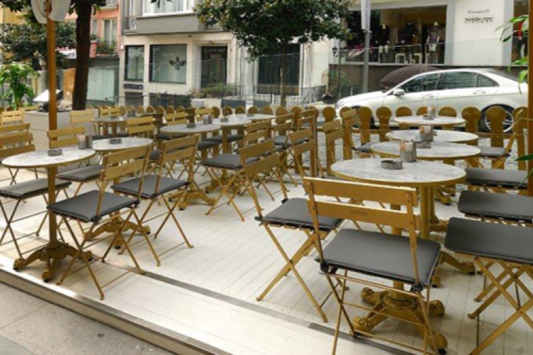 Madeleine Bistro Chairs with Gold Chestnut Slats and Frame