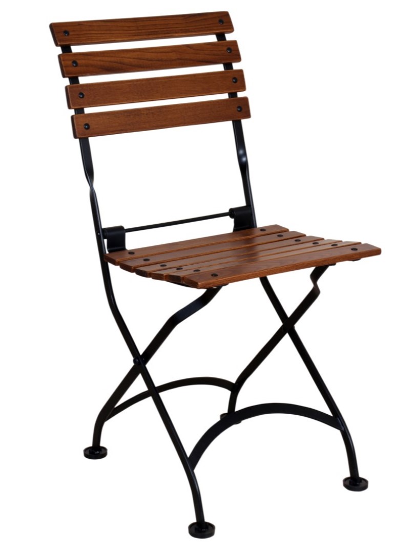 Veronique Folding Bistro Chair with Metal Frame and Wood Slat Seating