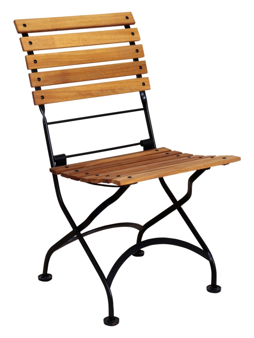 Isabelle Folding Bistro Chair with Metal Frame and Wood Slat Seating