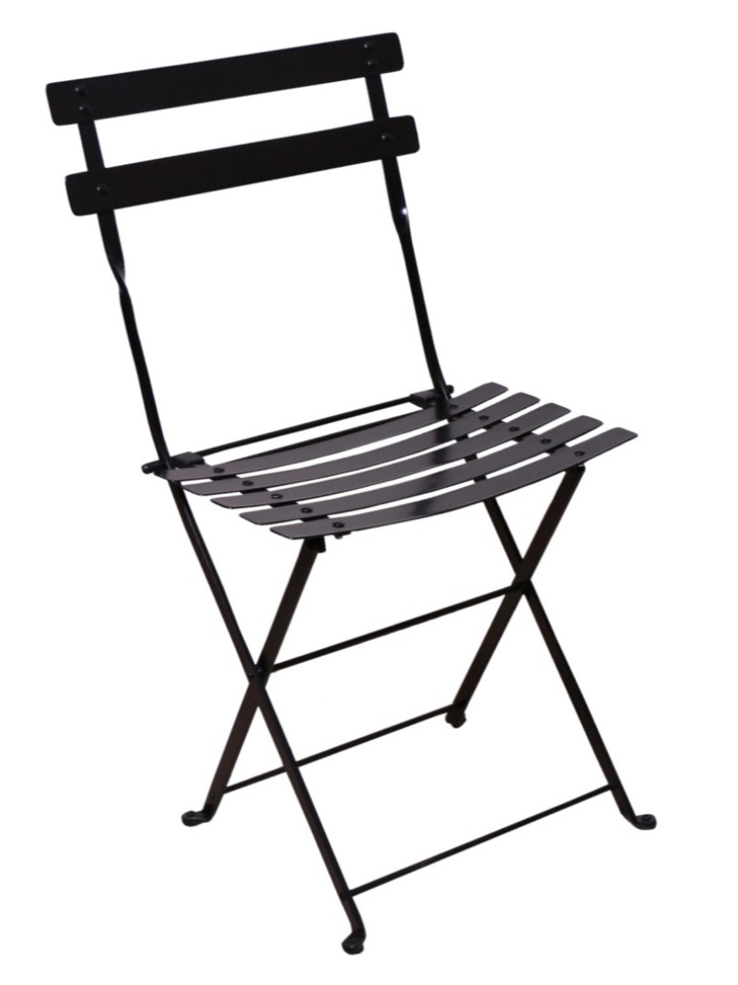 Paris Cafe Folding Bistro Chair with Metal Frame and Metal Slat Seating