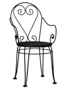 Victoria Armchair with Wrought Iron Frame and Steel Seat