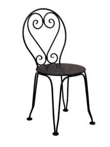 Ice Cream Parlor Chair with Wrought Iron Frame and Perforated Steel Seat