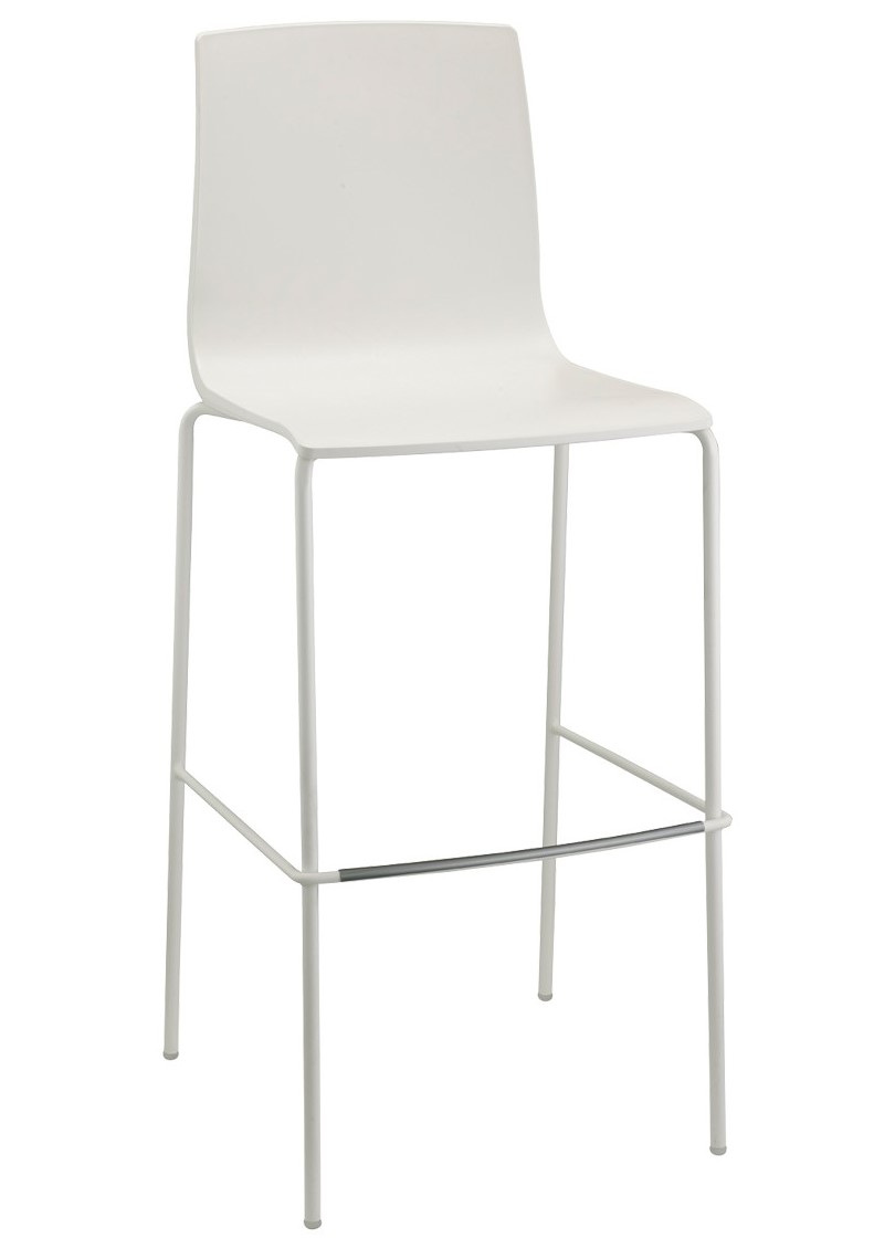 Alice Bar Stool with Technopolymer Plastic Seating on Tubular Steel Frame