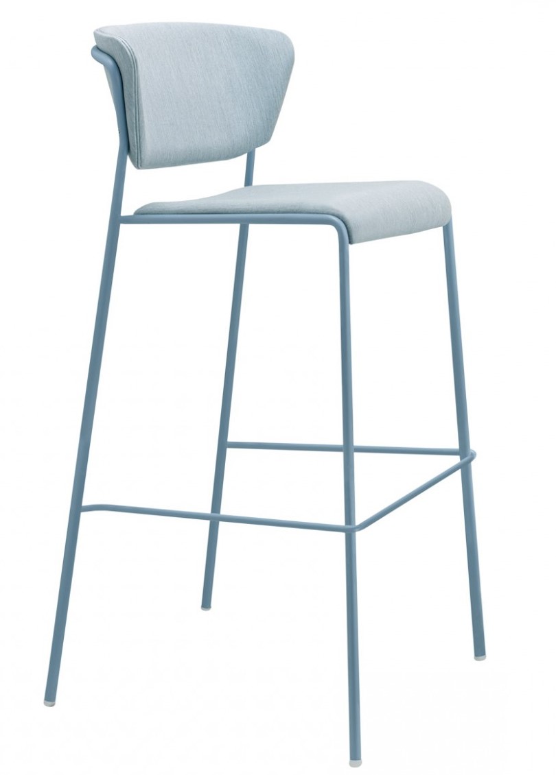 Lisa Waterproof Bar Stool with Upholstered Seating on Tubular Steel Frame