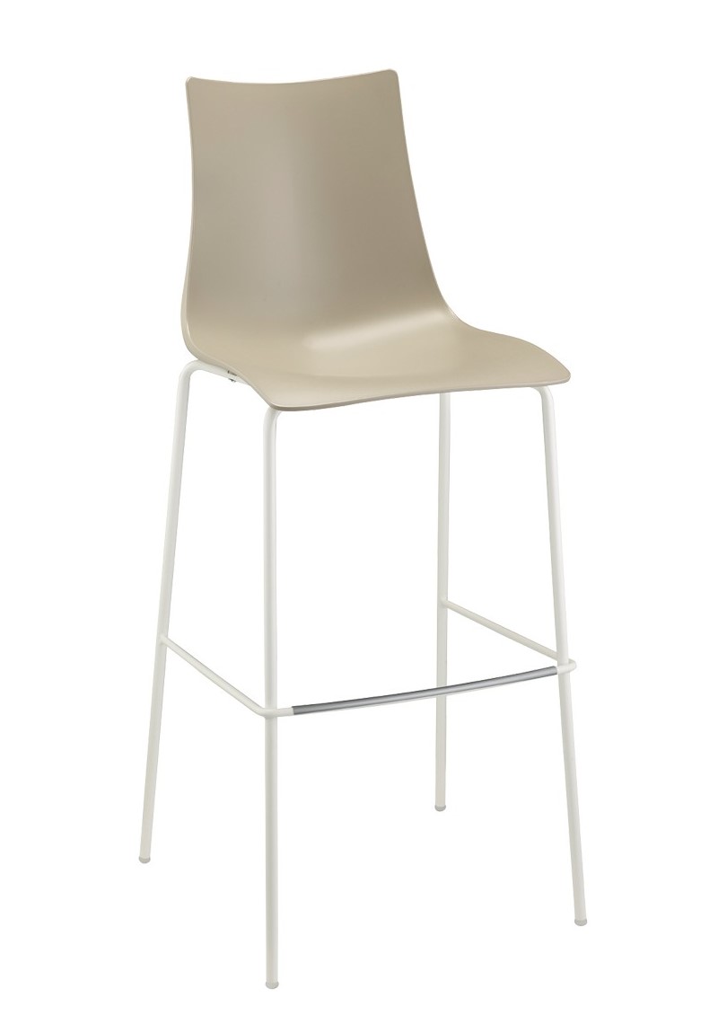 Zebra Bar Stool with Technopolymer Plastic Seating on Tubular Steel Frame