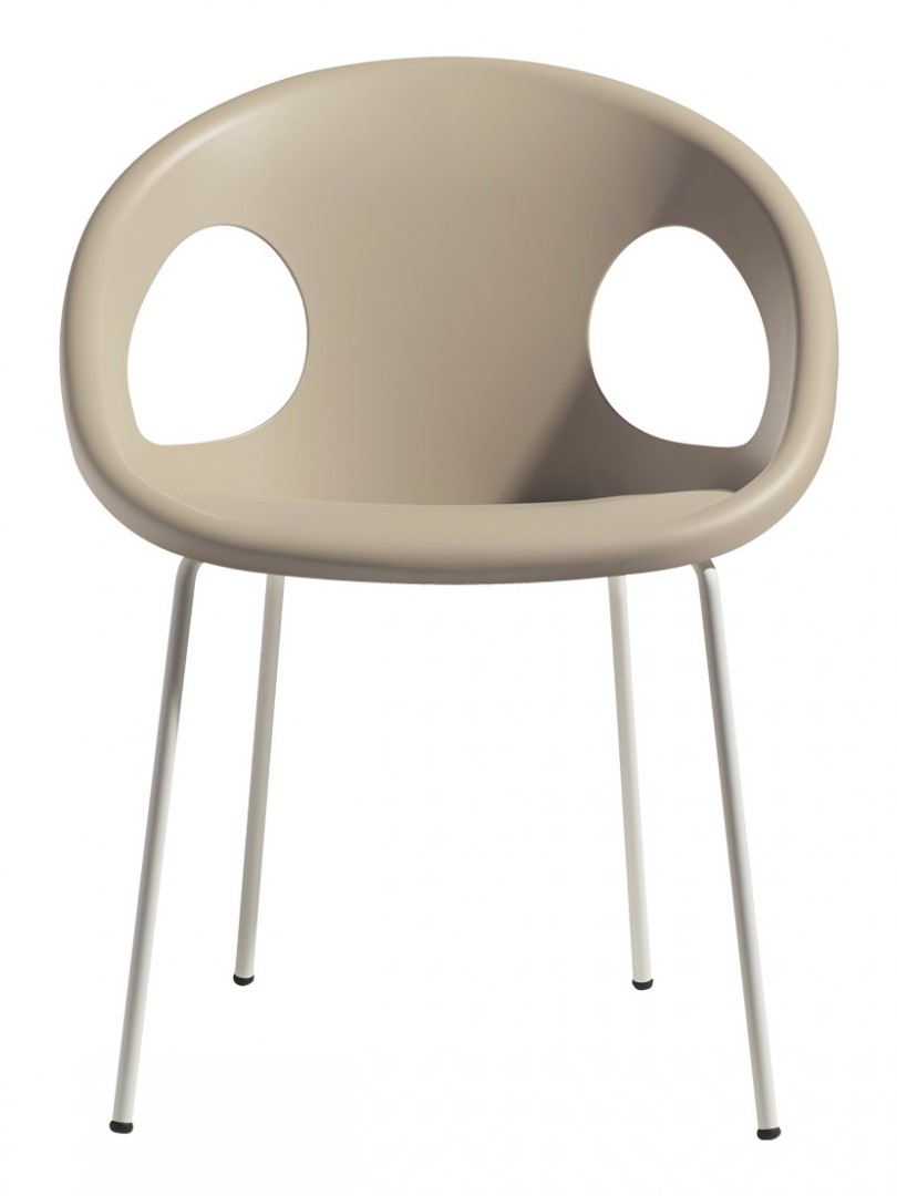 Drop Chair with Technopolymer Plastic Seating on Tubular Steel Frame