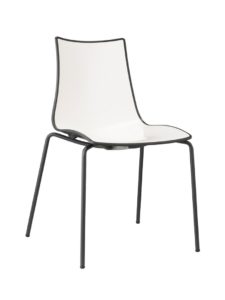Zebra Bicolore Plastic and Metal Chair with Technopolymer Plastic Seating on Tubular Steel Frame