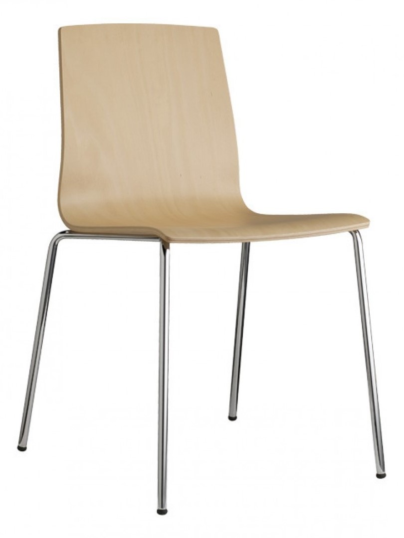 Alice Chair with Wood Seating and Tubular Steel Frame