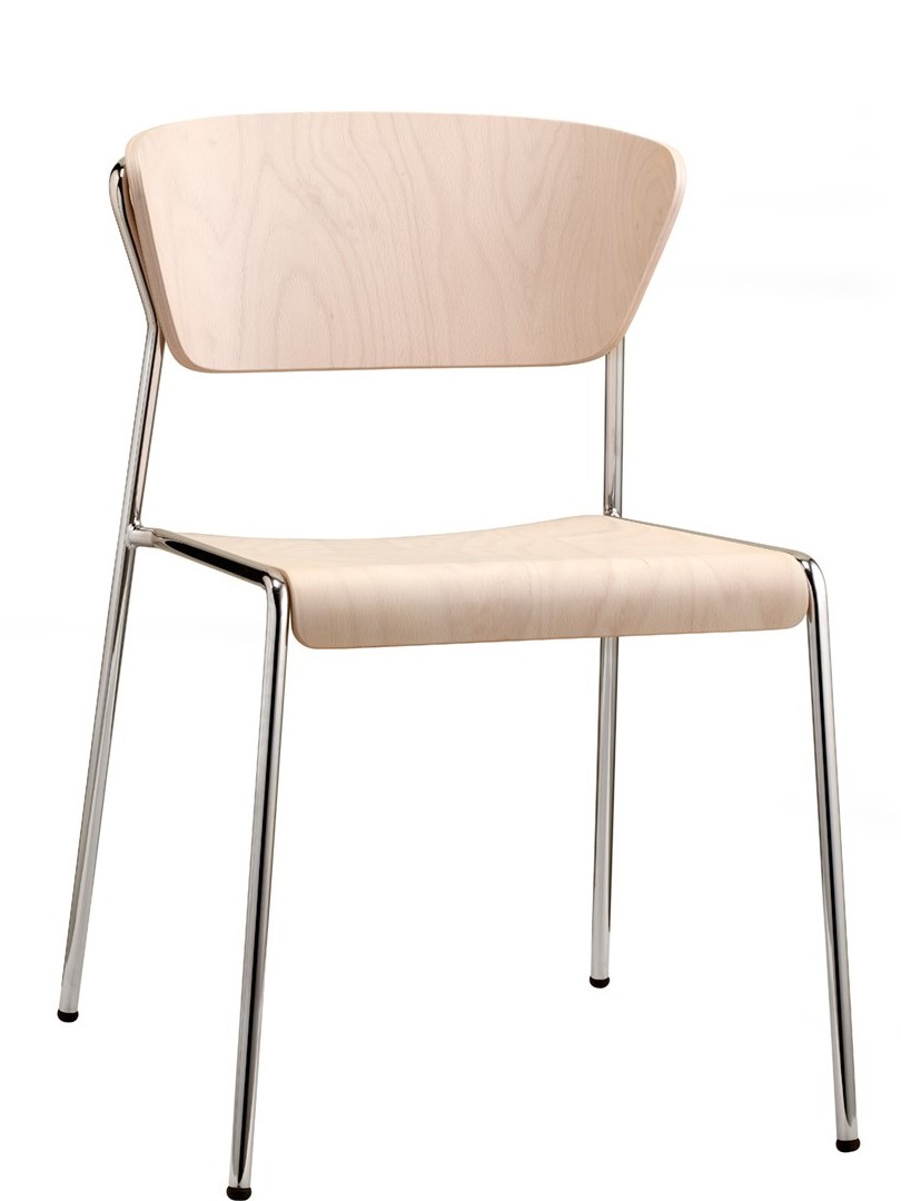 Lisa Chair with Wood Seating and Tubular Steel Frame