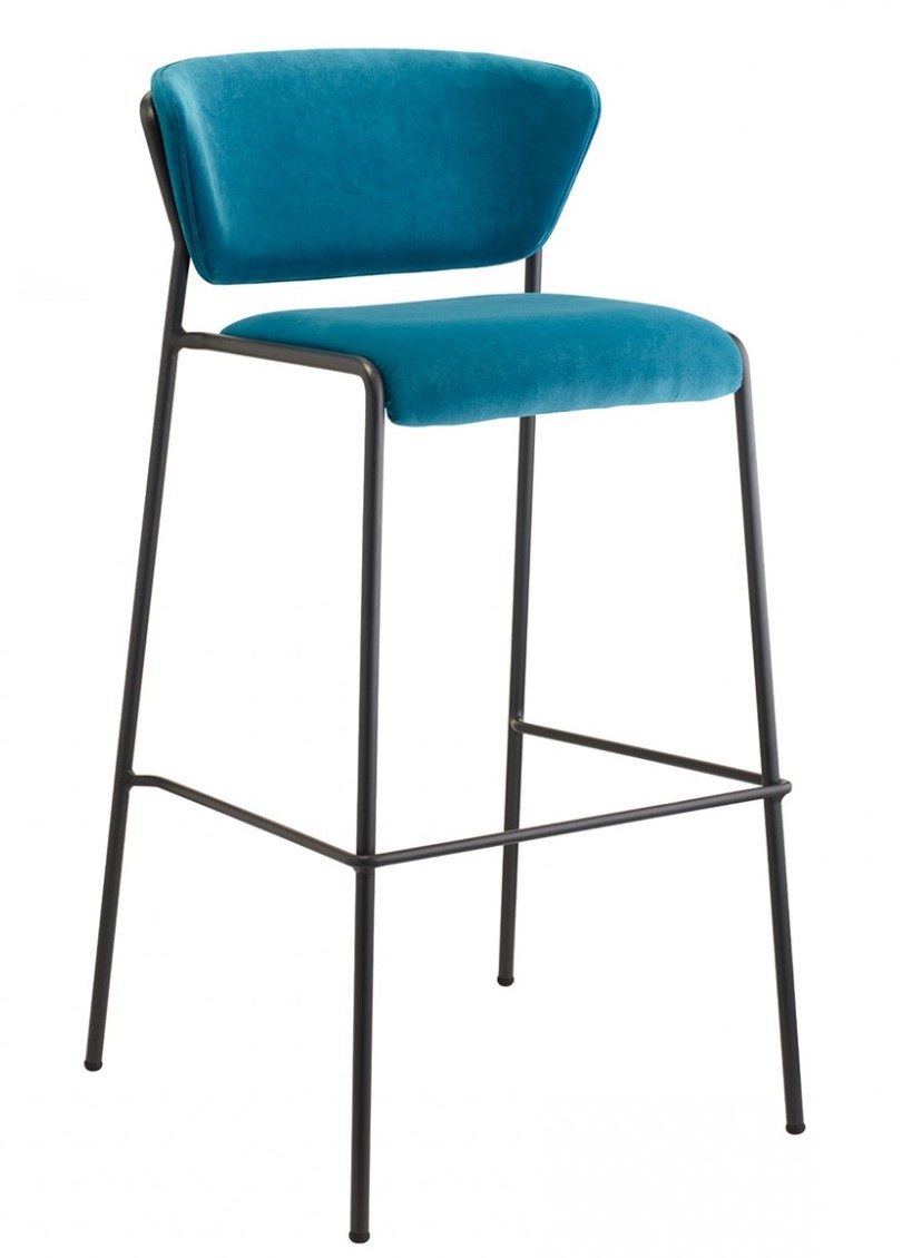 Lisa Bar Stool with Upholstered Seating on Tubular Steel Frame