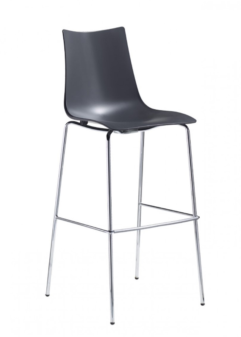 Zebra Chrome Barstool with Technopolymer Plastic Seating on Tubular Steel Frame